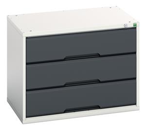 verso drawer cabinet with 3 drawers. WxDxH: 800x550x600mm. RAL 7035/5010 or selected Verso Bench Drawers and Cupboards